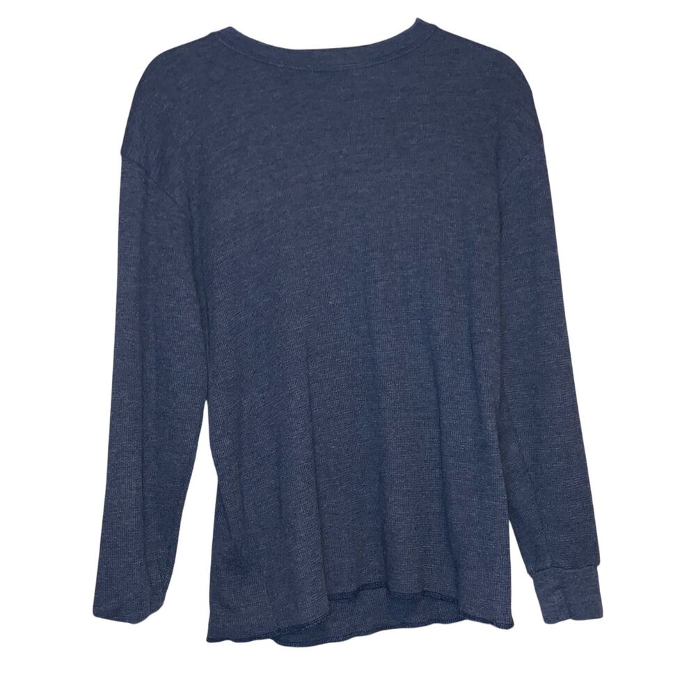 Galaxy Blue Thermal Waffle Long Sleeve Top Medium Lightweight Casual Basic Tee‎